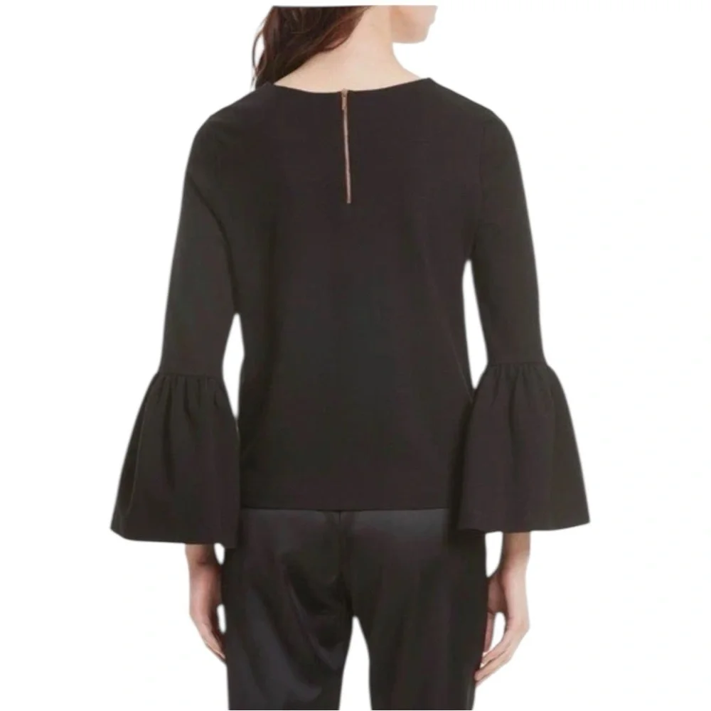 Ted Baker London Black Lolare Bell Sleeve Top Back Zipper Womens Size XS